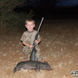 My son at age 4 with his first little big game animal