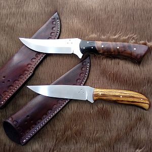 Buffalo Skinner Knife & Pocket Ranger Knife with Zebrawood