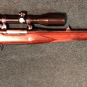 My Mannlicher Schoenauer M72 in 6 mm Rem (6x57) with Swarovski Habicht 2,2-9 x 42 scope mounted in Mannlicher detachable swing mount