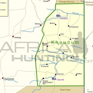 Khaudum National Park Map, Namibia