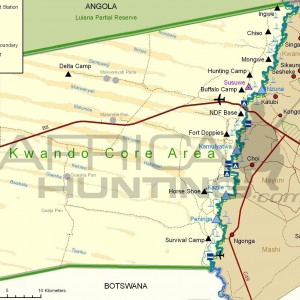 Bwabwata Kwando Core Area Map, Namibia