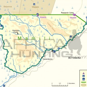 Mamili National Park Map, Namibia