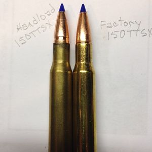 150 TTSX Comparison between Hand Load & Factory Load