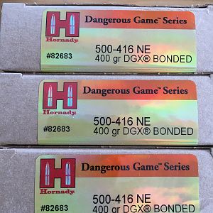 Hornady 500-416 400gr DGX bonded