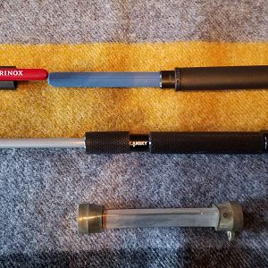 Victorinox ceramic rod, Lansky diamond rod & Three sided Gerber stone