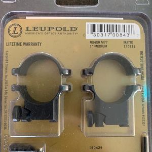 Leupold Ruger rings. 1" medium height matte finish