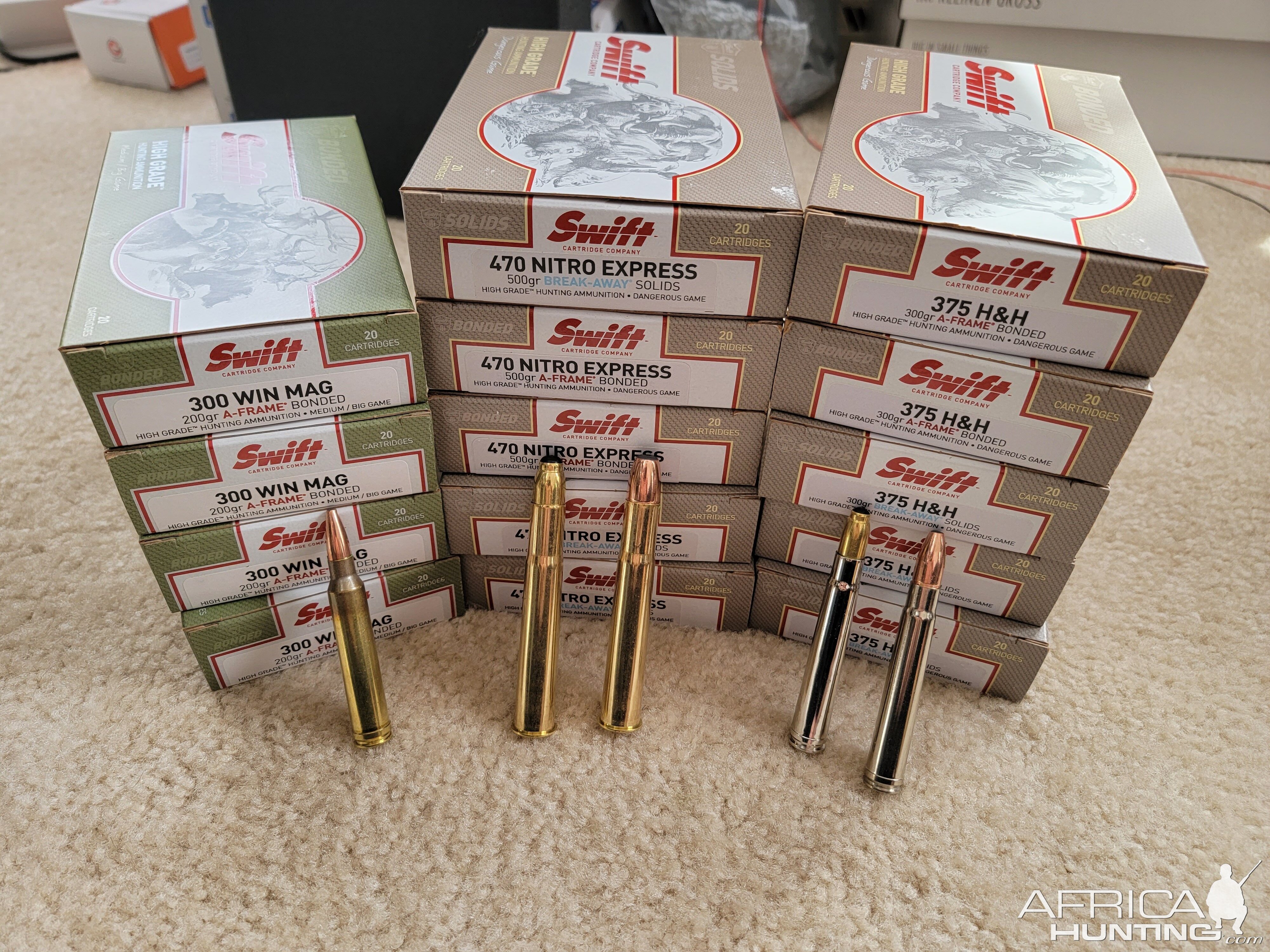 300 Win Mag A Frames, 375 HH A Frames and Solids, 470 NE A Frames and Solids Ammunition