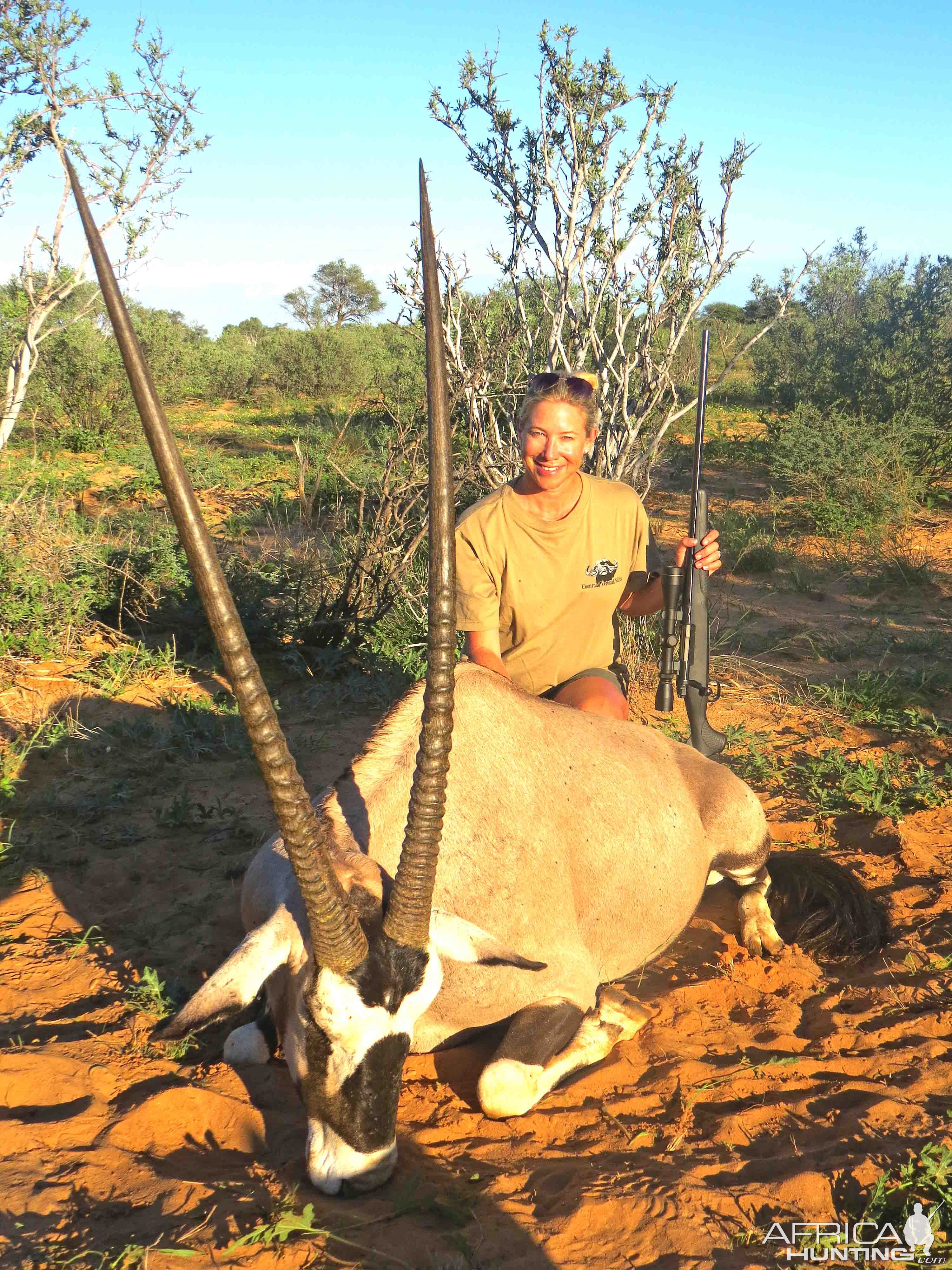 41.5 gemsbok bull and happy lady hunter!