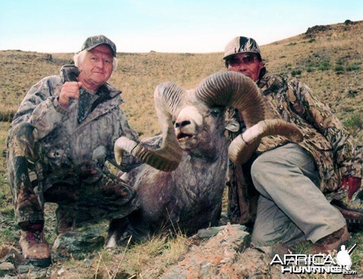 Adiya Tundev (right) with Altai Argali in Mongolia