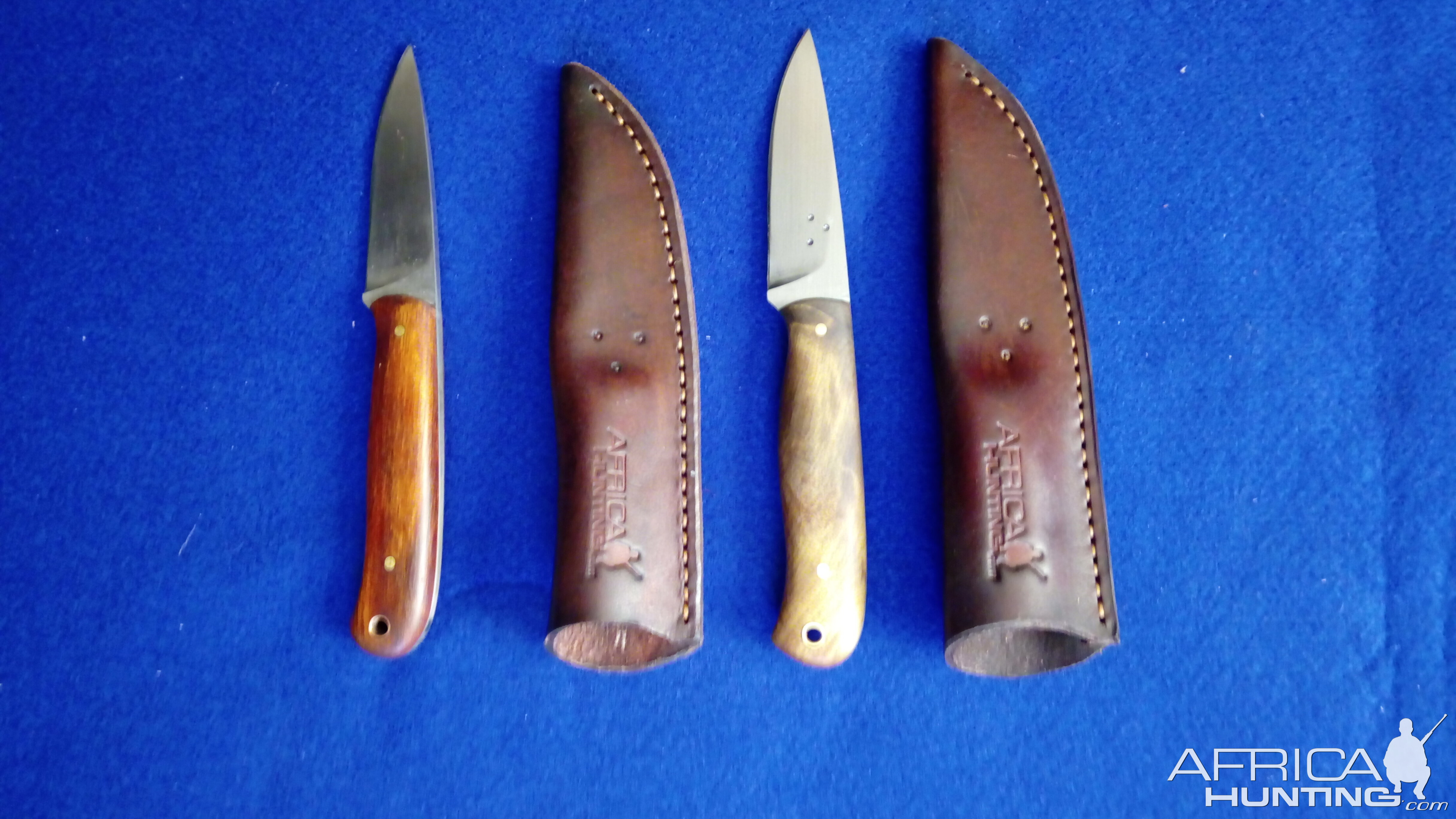 AfricaHunting EDC Hunting Knives in Blackwood & Swamp Kauri with Traditional Sheaths