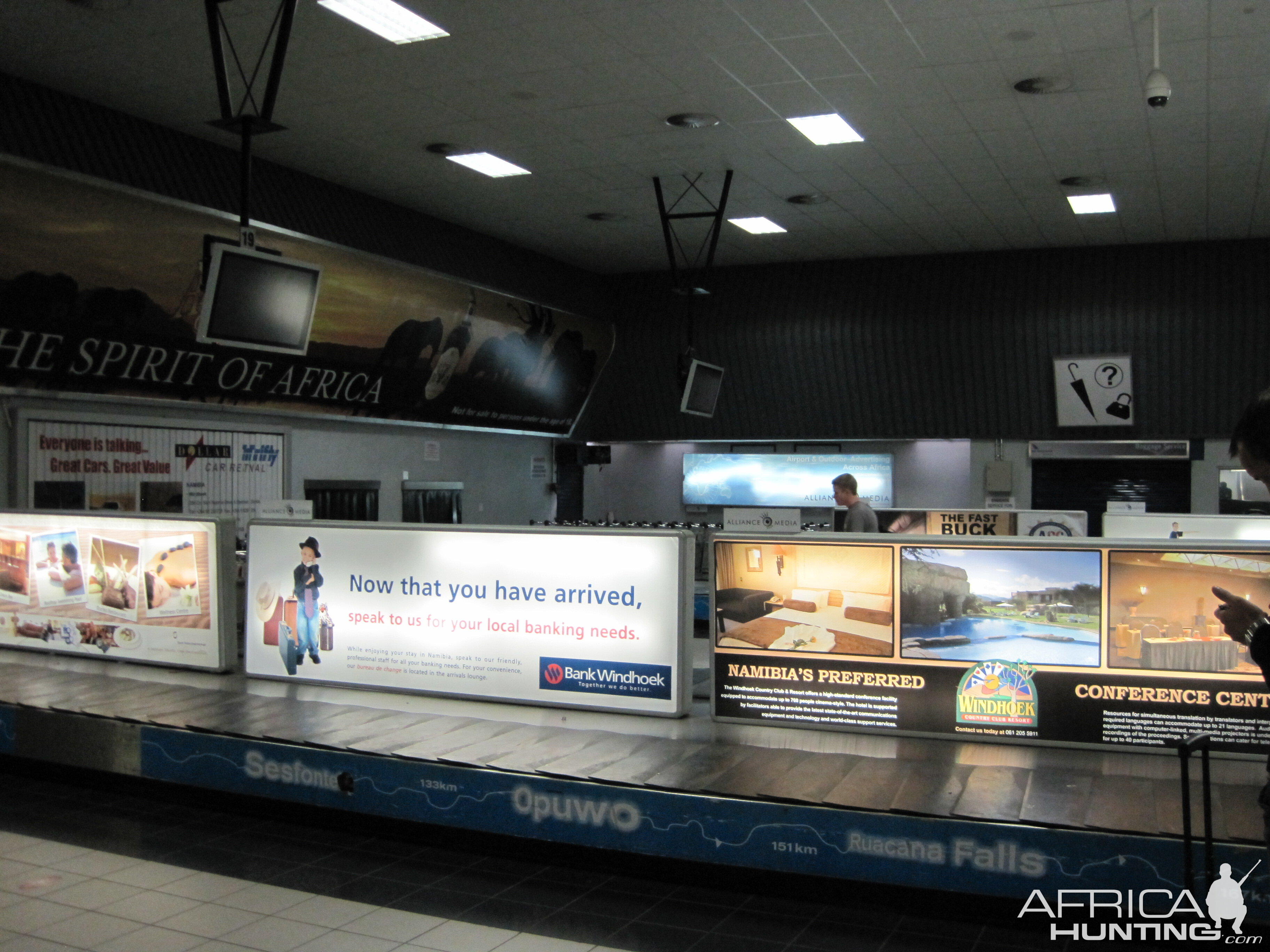 Baggage claim area at the International Airport in Windhoek, Namibia