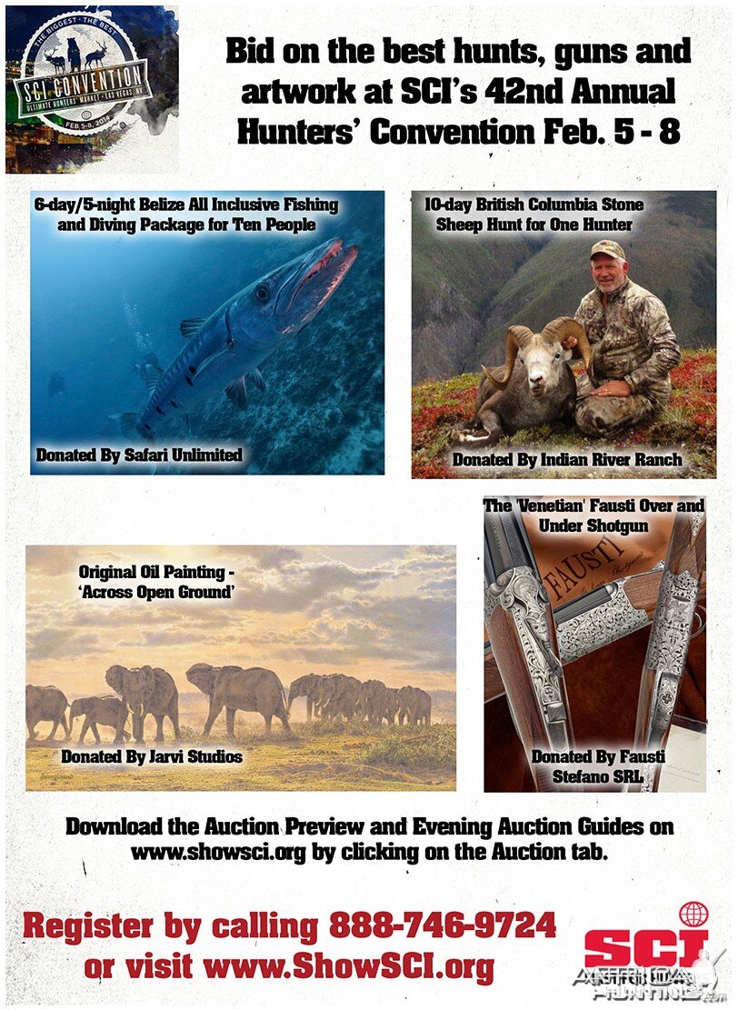 Bid on the best hunts and items at SCI's 42nd Annual Convention