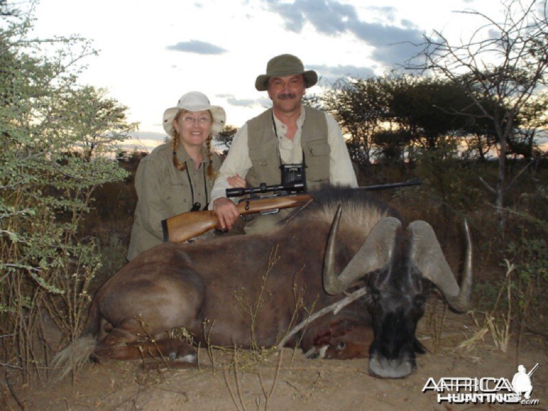 Black Wildebeest hunted with Ozondjahe Hunting Safaris in Namibia