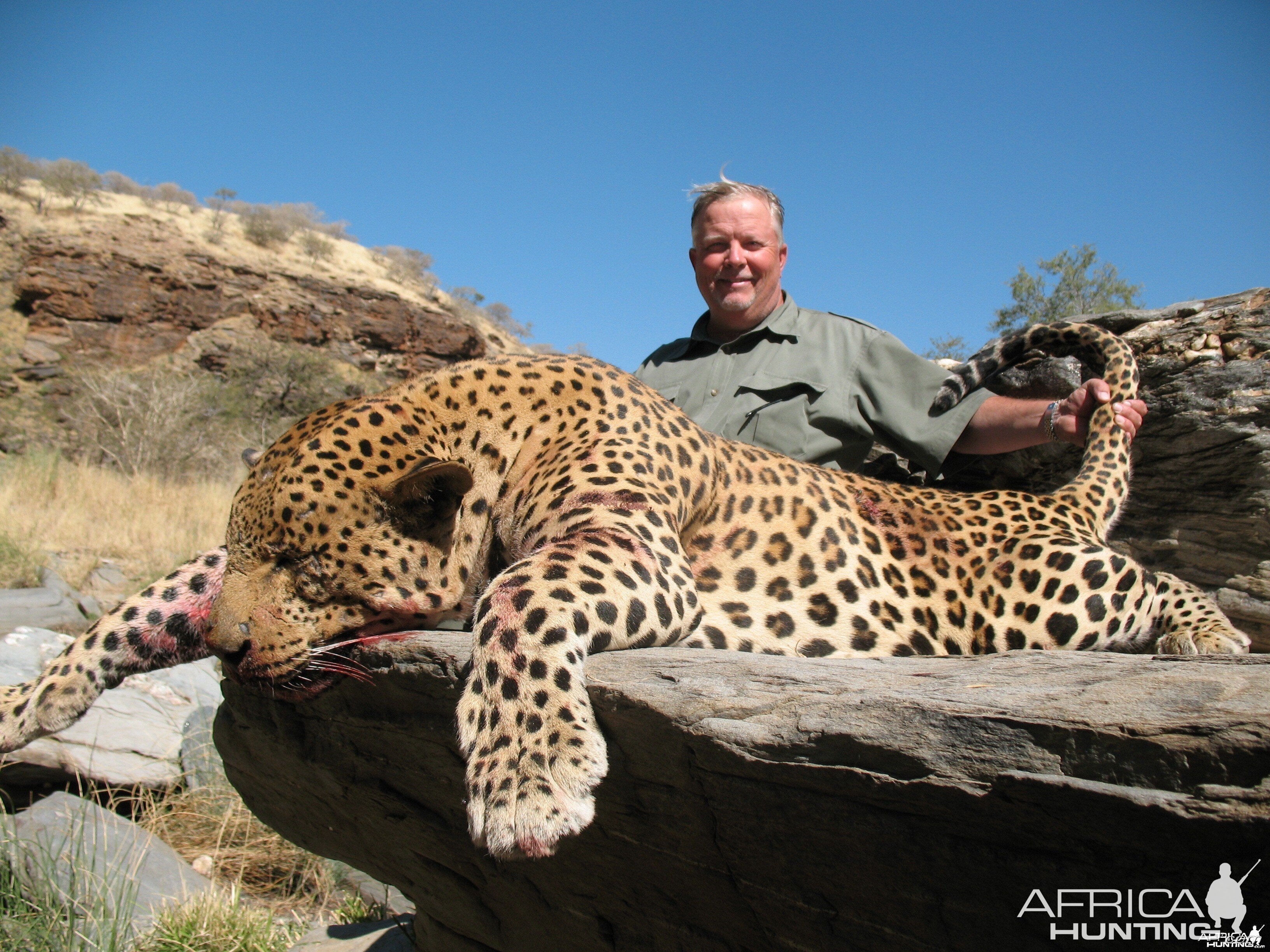 Brad Smith from Texas with Monster Leopard in Namibia