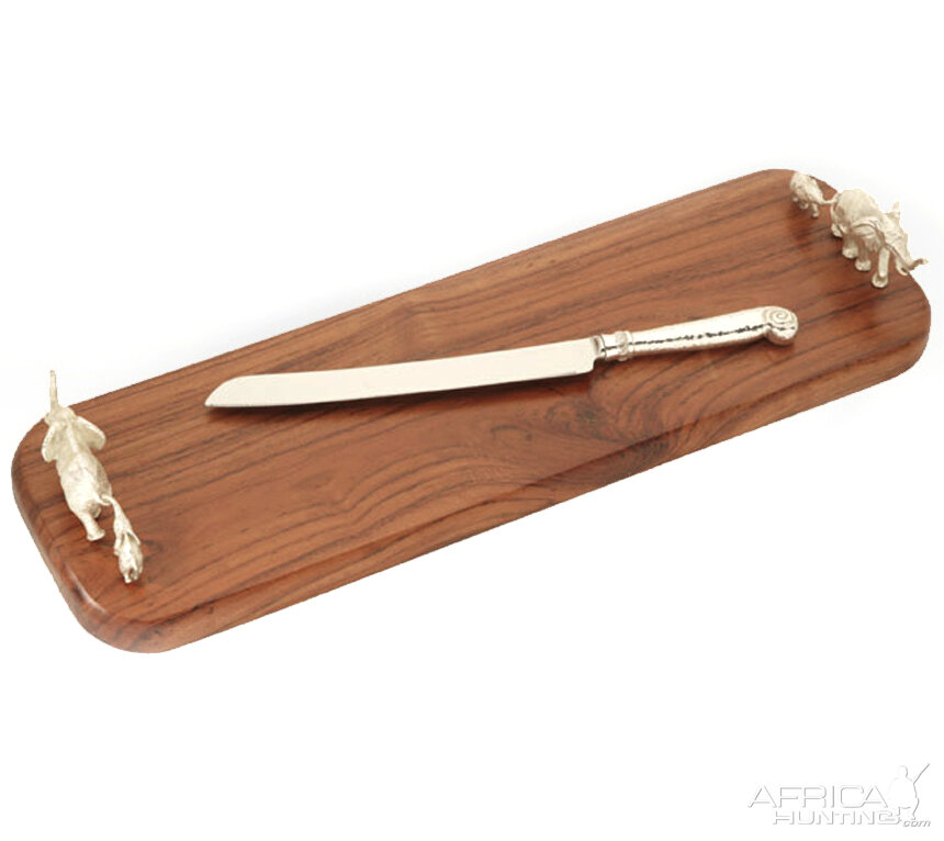 Bread Board Plated Silver & Rhodesian Teak from African Sporting Creations