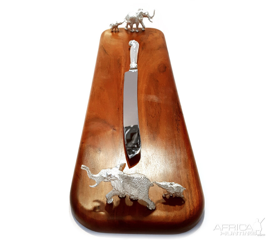 Bread Board Plated Silver & Rhodesian Teak from African Sporting Creations