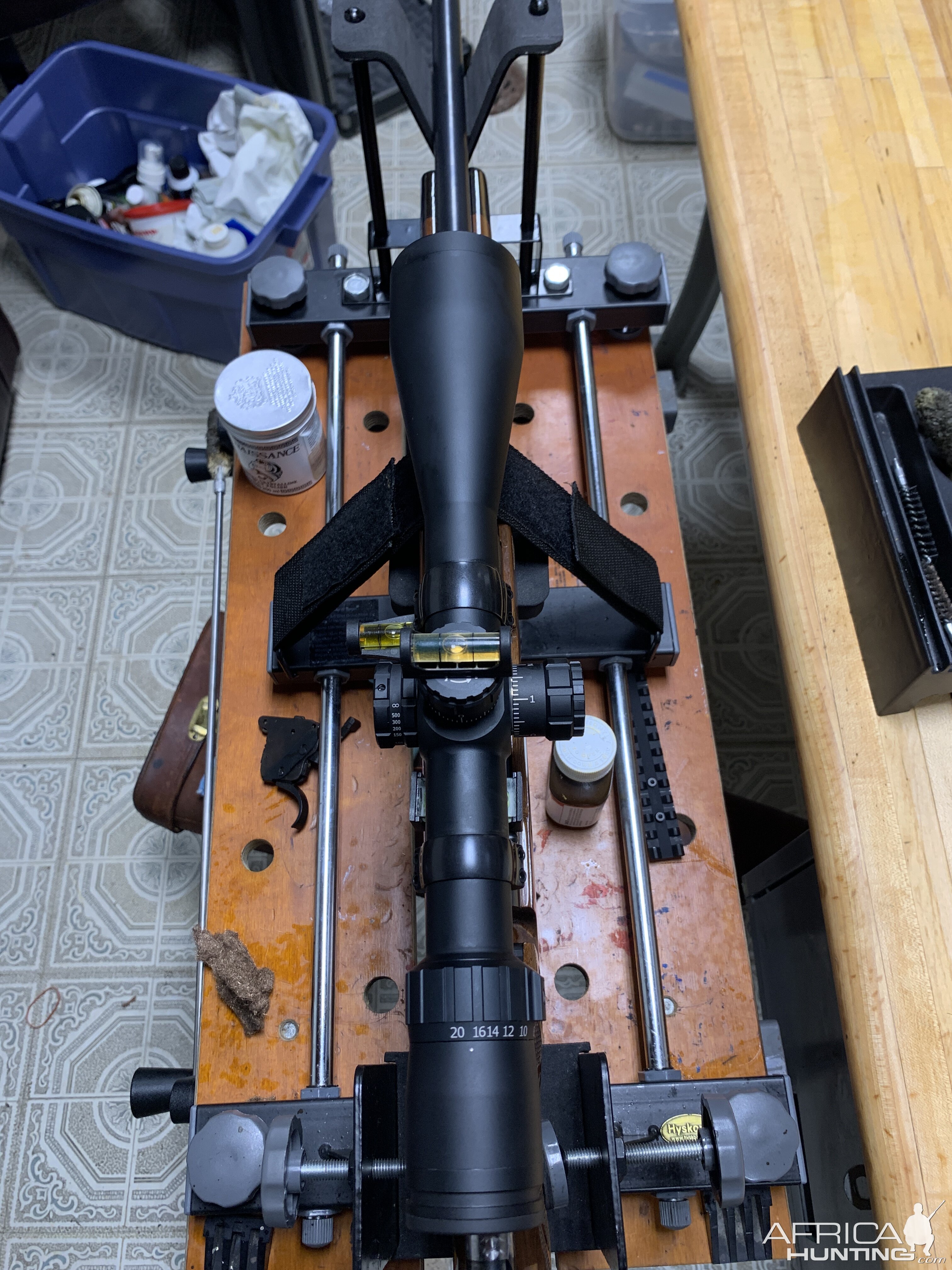 Built a bore sighting and scope leveling bench