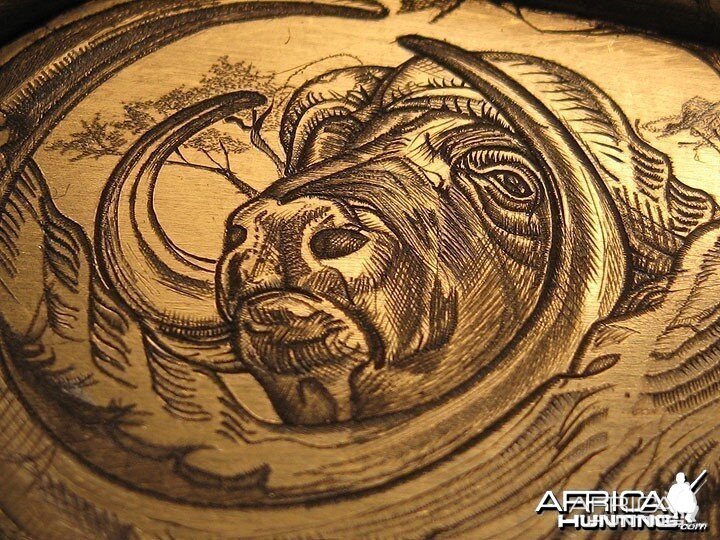 Cape Buffalo Engraving on Double Rifle