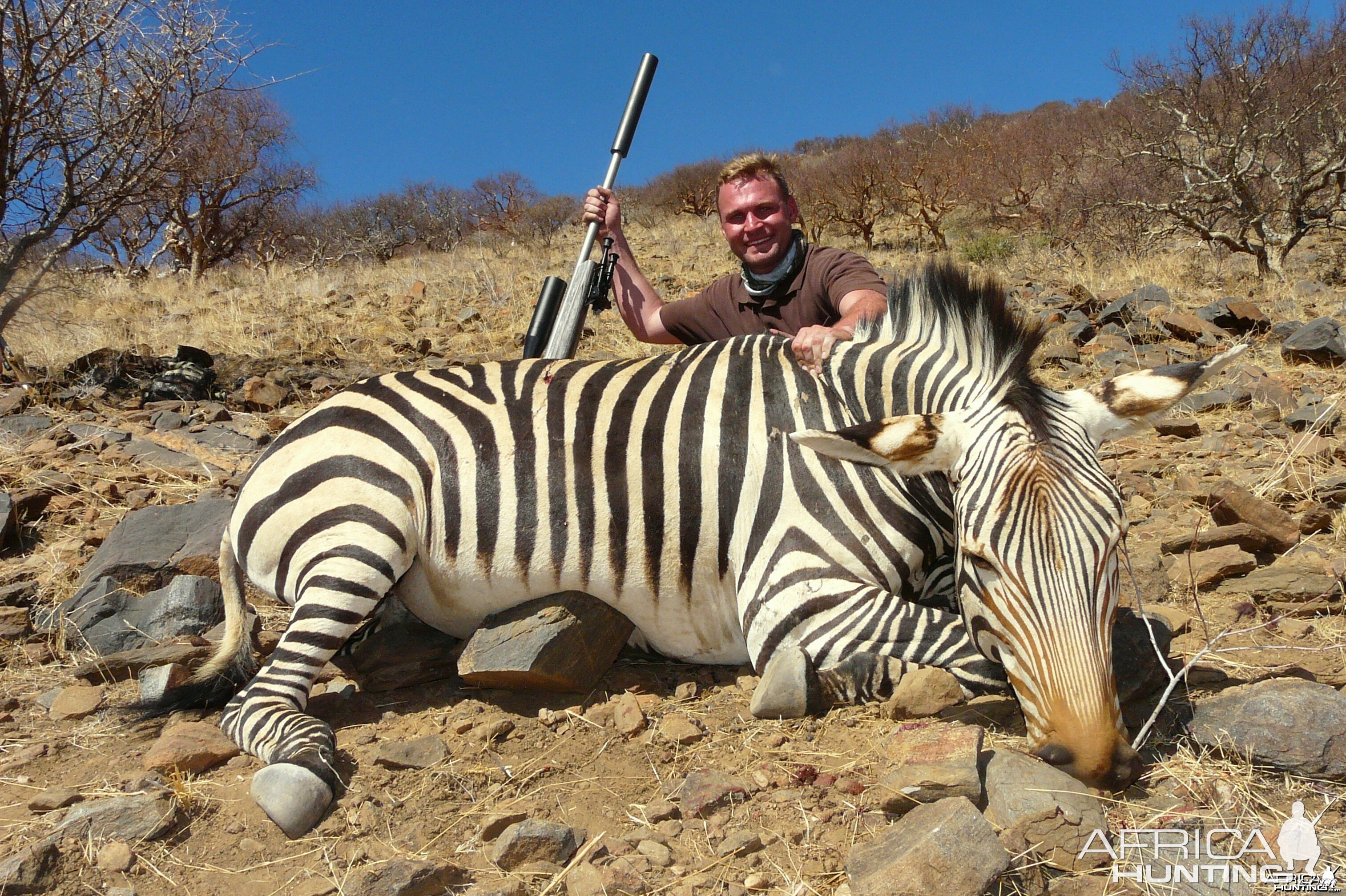 Charl Kemp with Hartmann Zebra shot at 736m