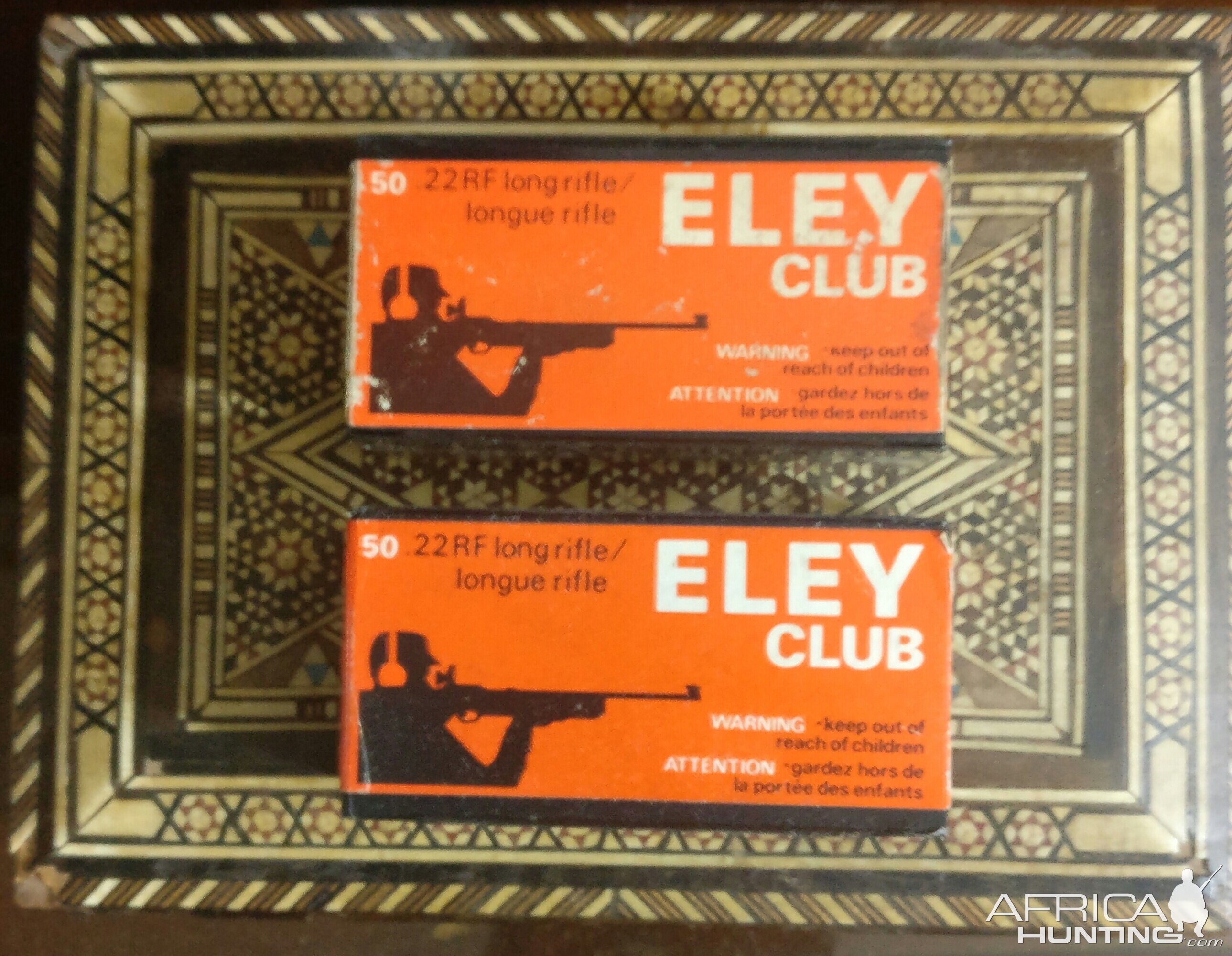 Eley Rifle Club .22 LR solid ammunition owned by the author