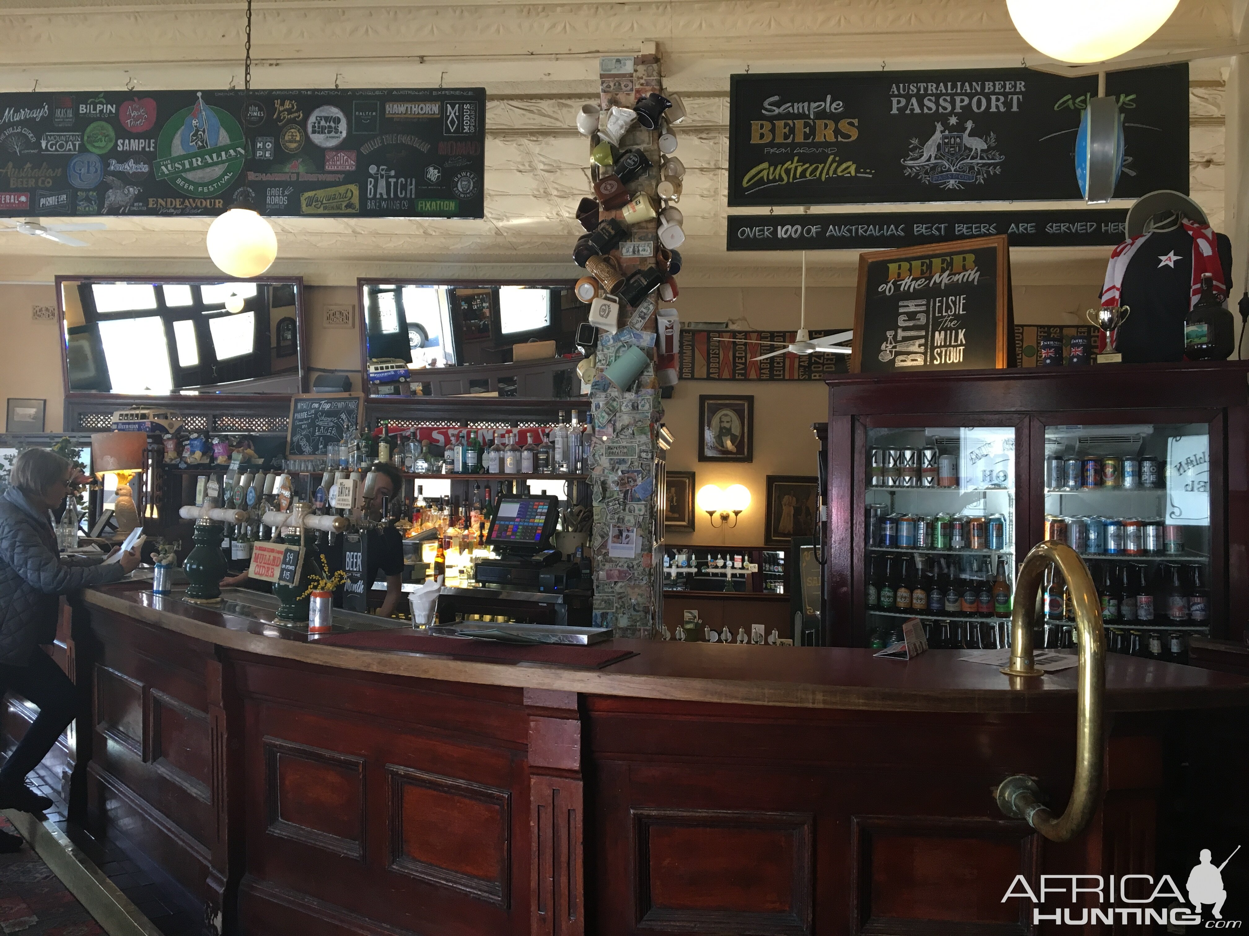 Enjoying a local beer in a historic old bar