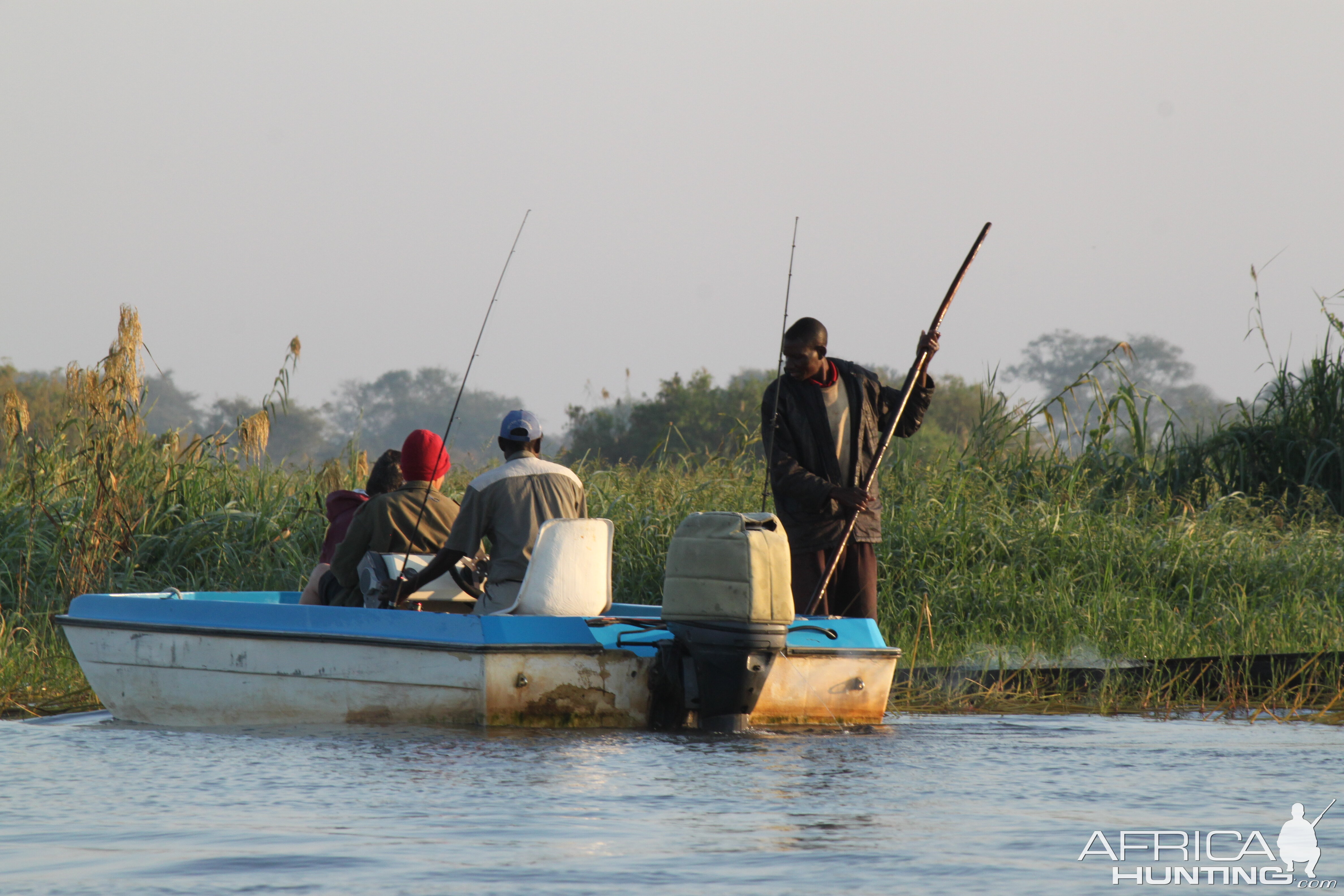 Example of one of the lodge boats used for fishing