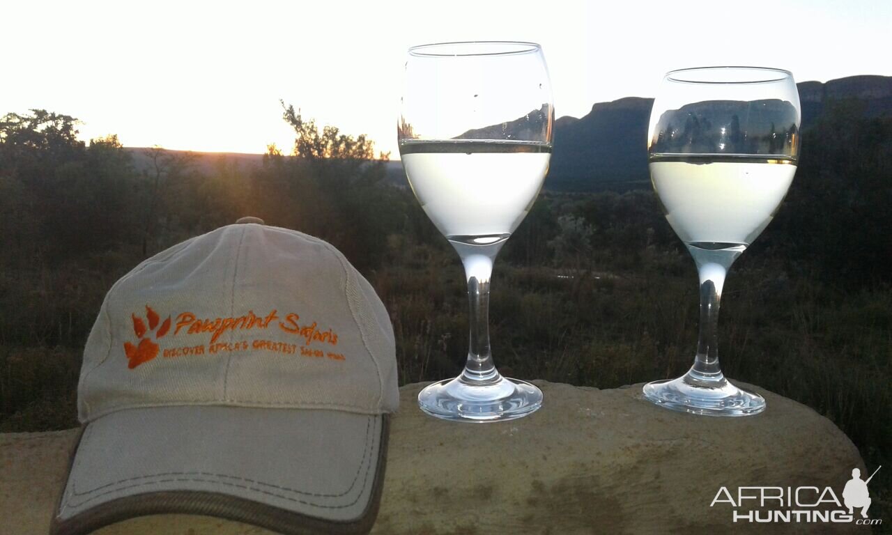 Glass of wine after hunting South Africa