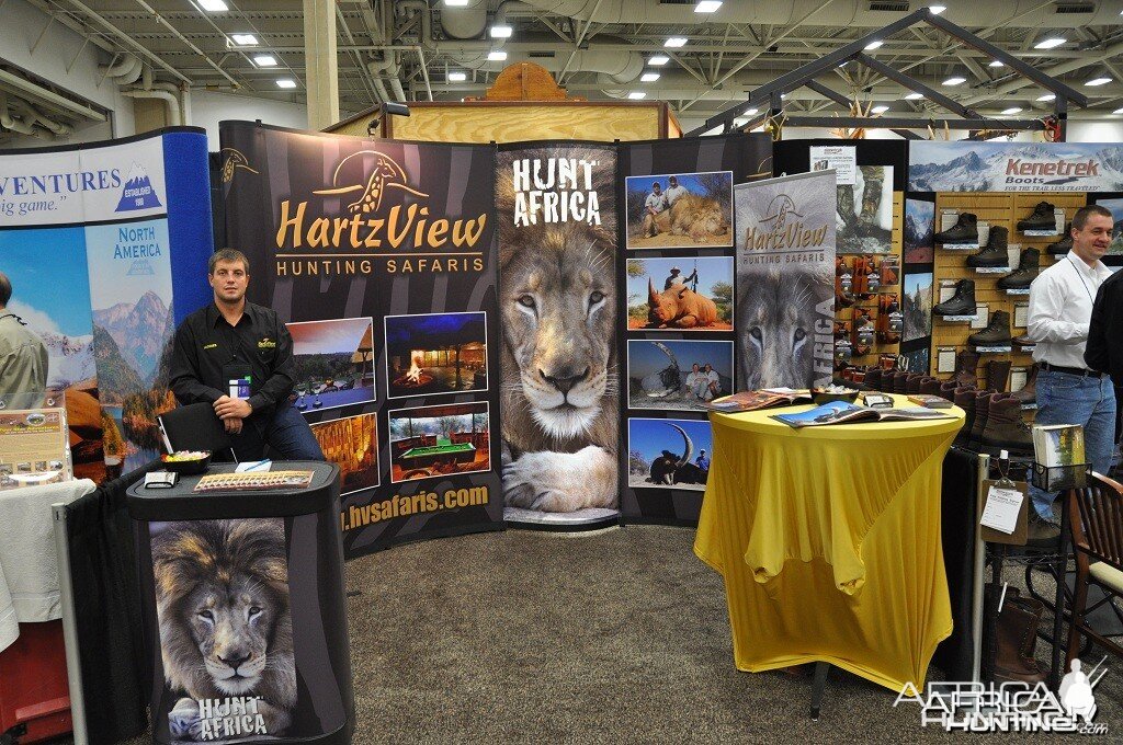 Hartzview Hunting Safaris booth at the Dallas Safari Club convention