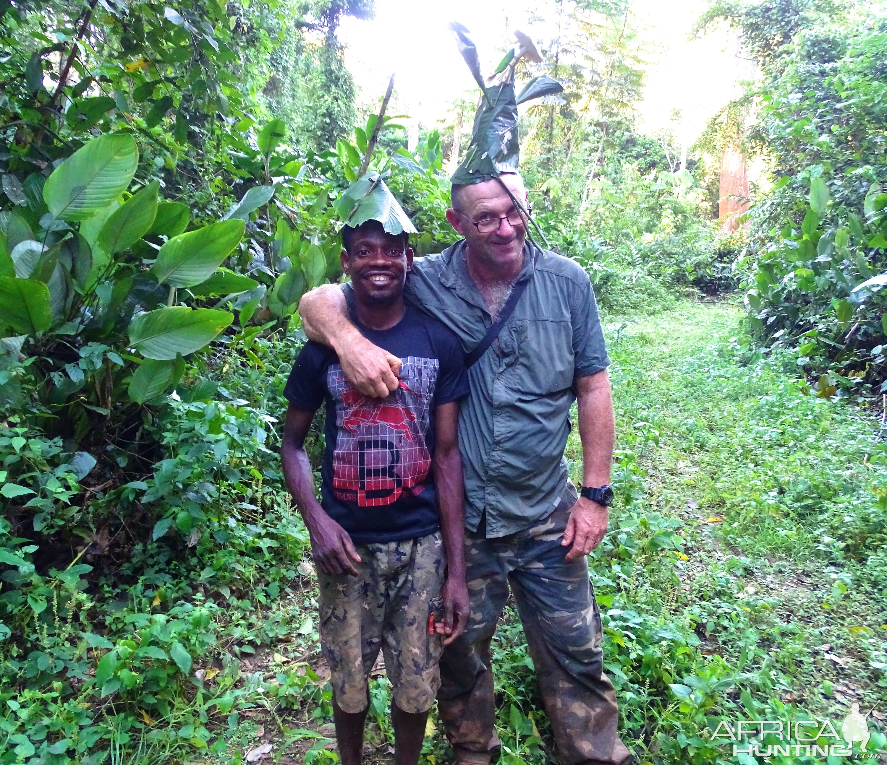 Having fun while hunting Congolese jungle