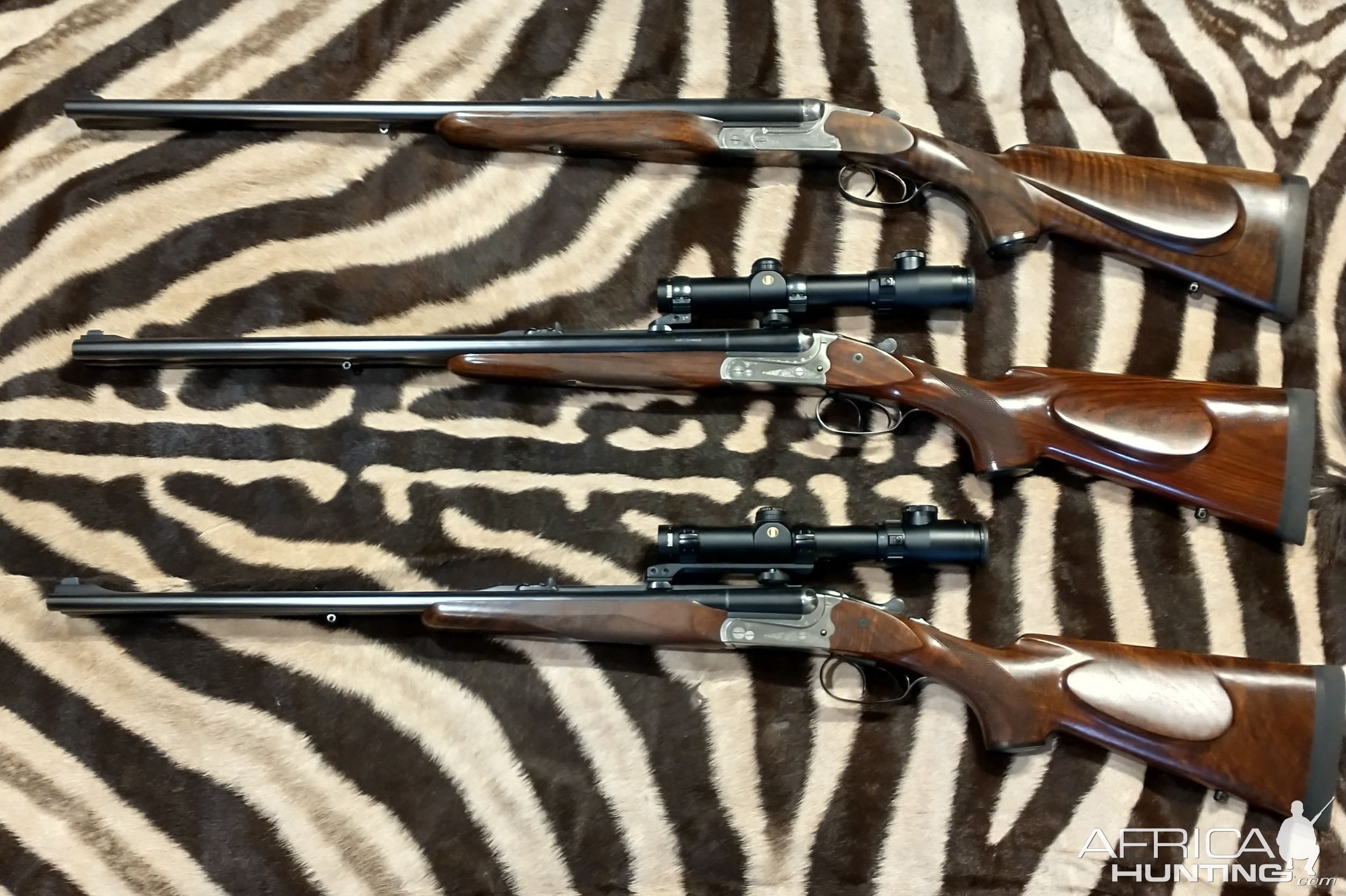 Heym 88B .458 Win, Merkel 140AE .416 Rigby & Merkel 140AE .375 H&H Rifle