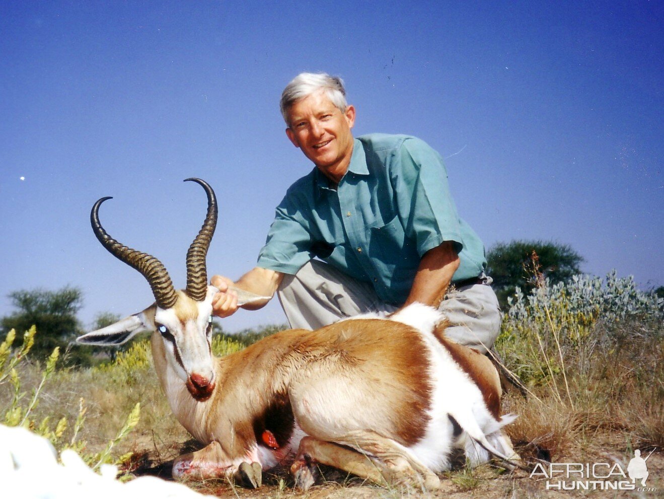 Holstein Hunting Safaris Namibia - client with big Springbuck