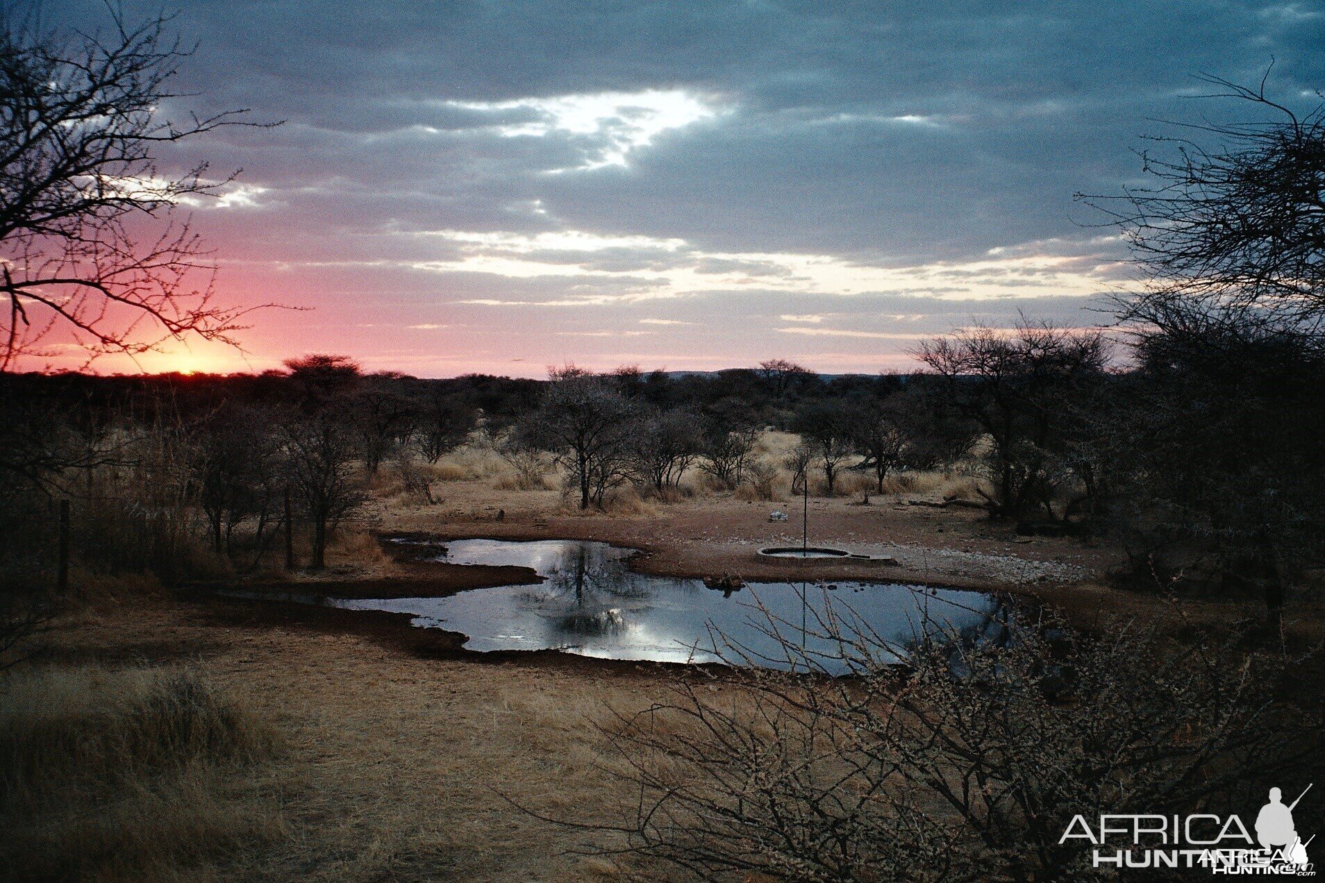 Holstein Hunting Safaris Namibia- Waterhole sunset