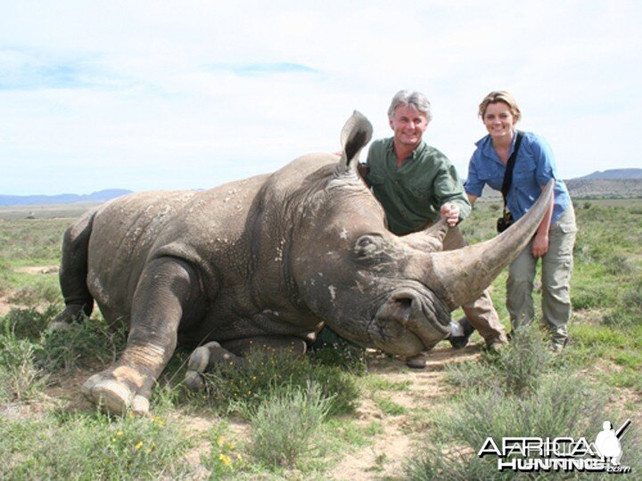 Hunter and Writer J. Alain Smith darted White Rhino