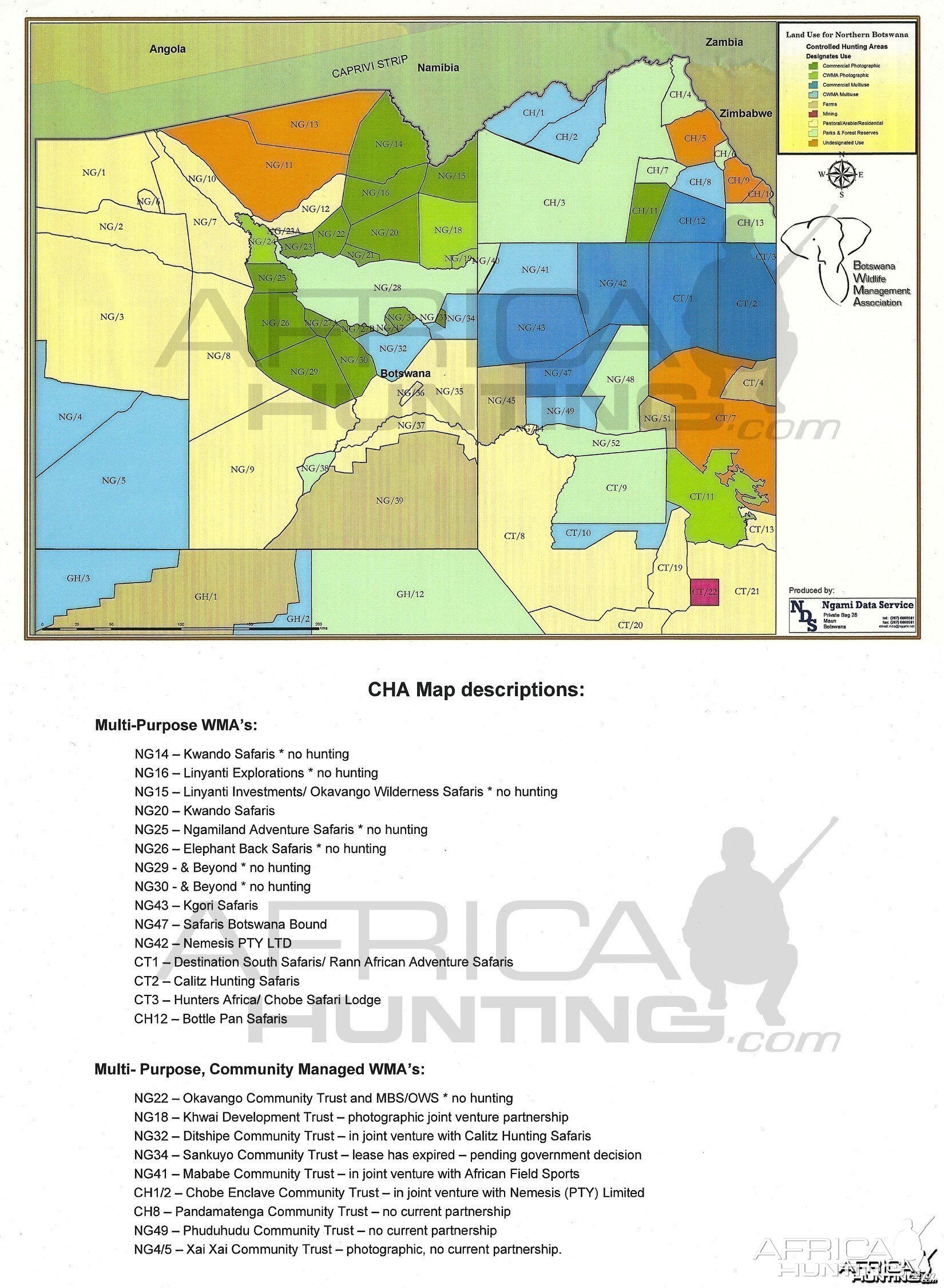 Hunting Area Map for Botswana