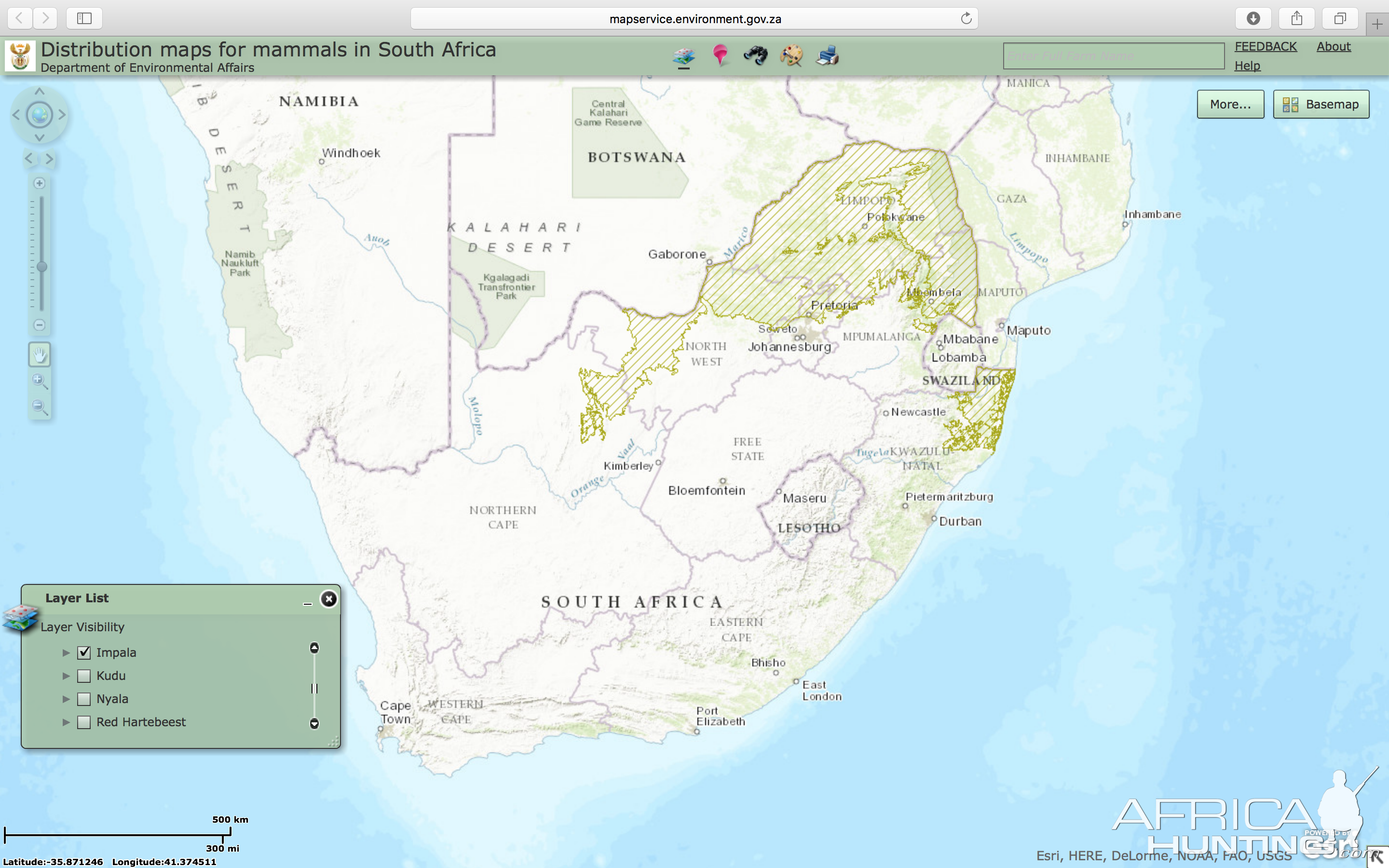 Impala Distribution Map South Africa