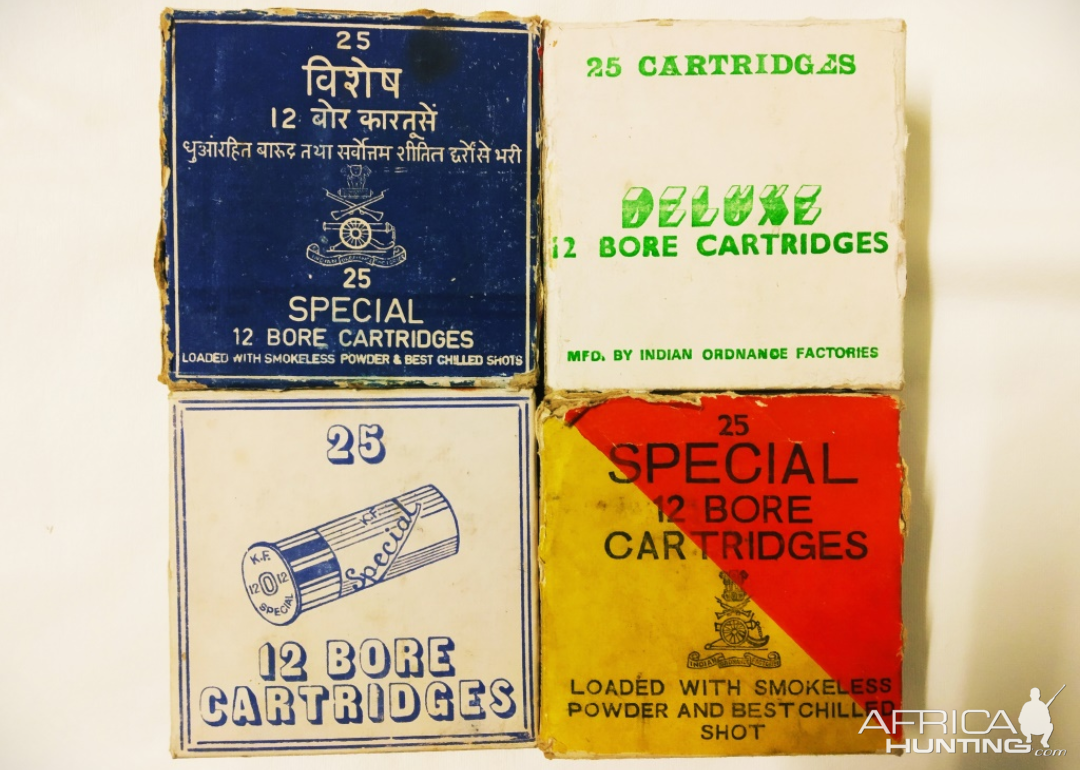 Indian Ordinance Factories 12 Bore shot gun cartridges