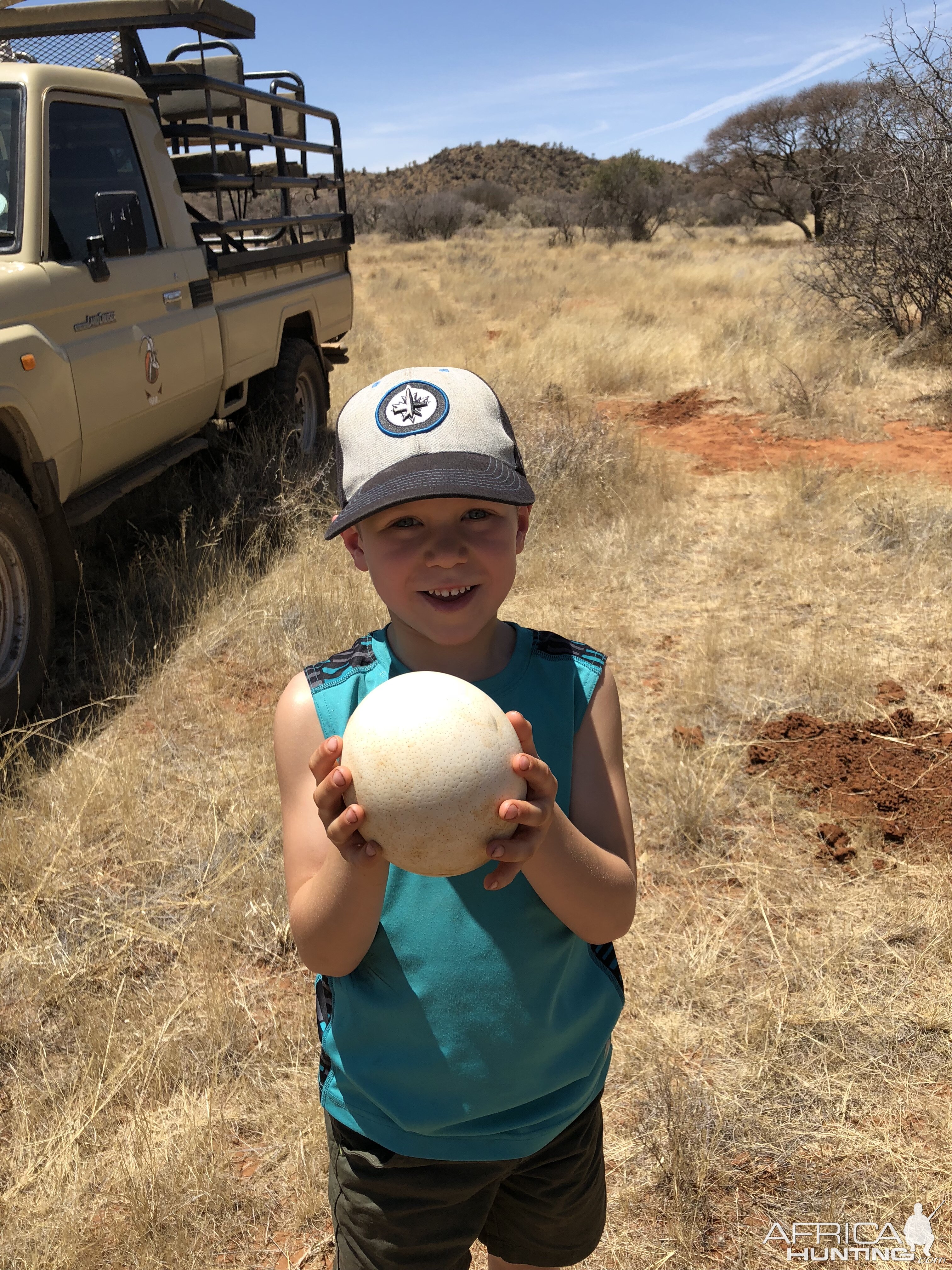 Jeremy with Ostrich egg