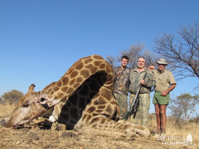 July 2013 John with his Giraffe bull.  Matabeleland