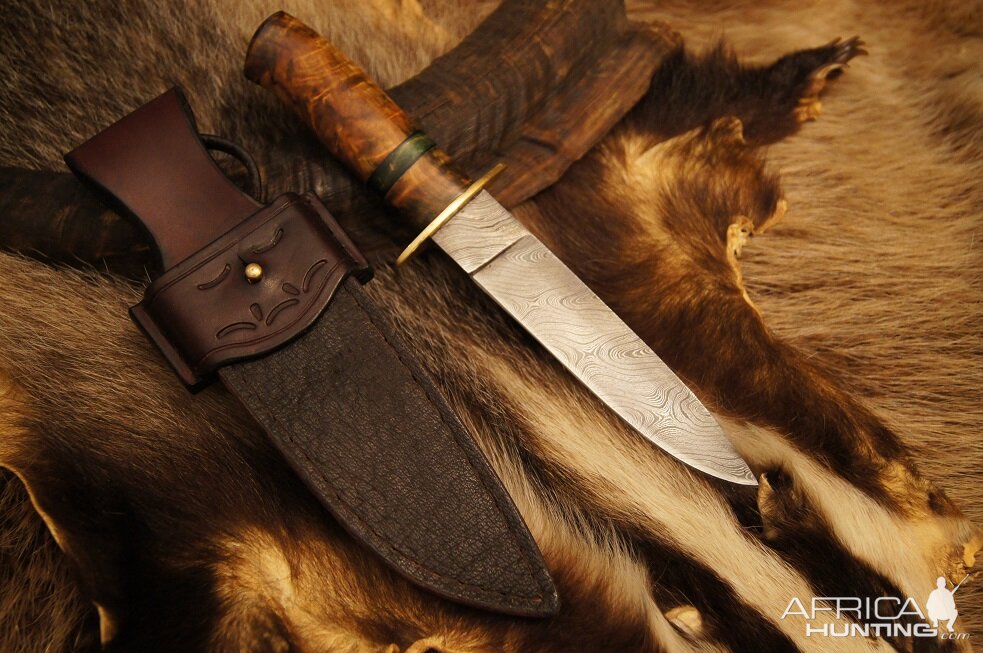 Knife & Sheath made out of Cape Buffalo Leather