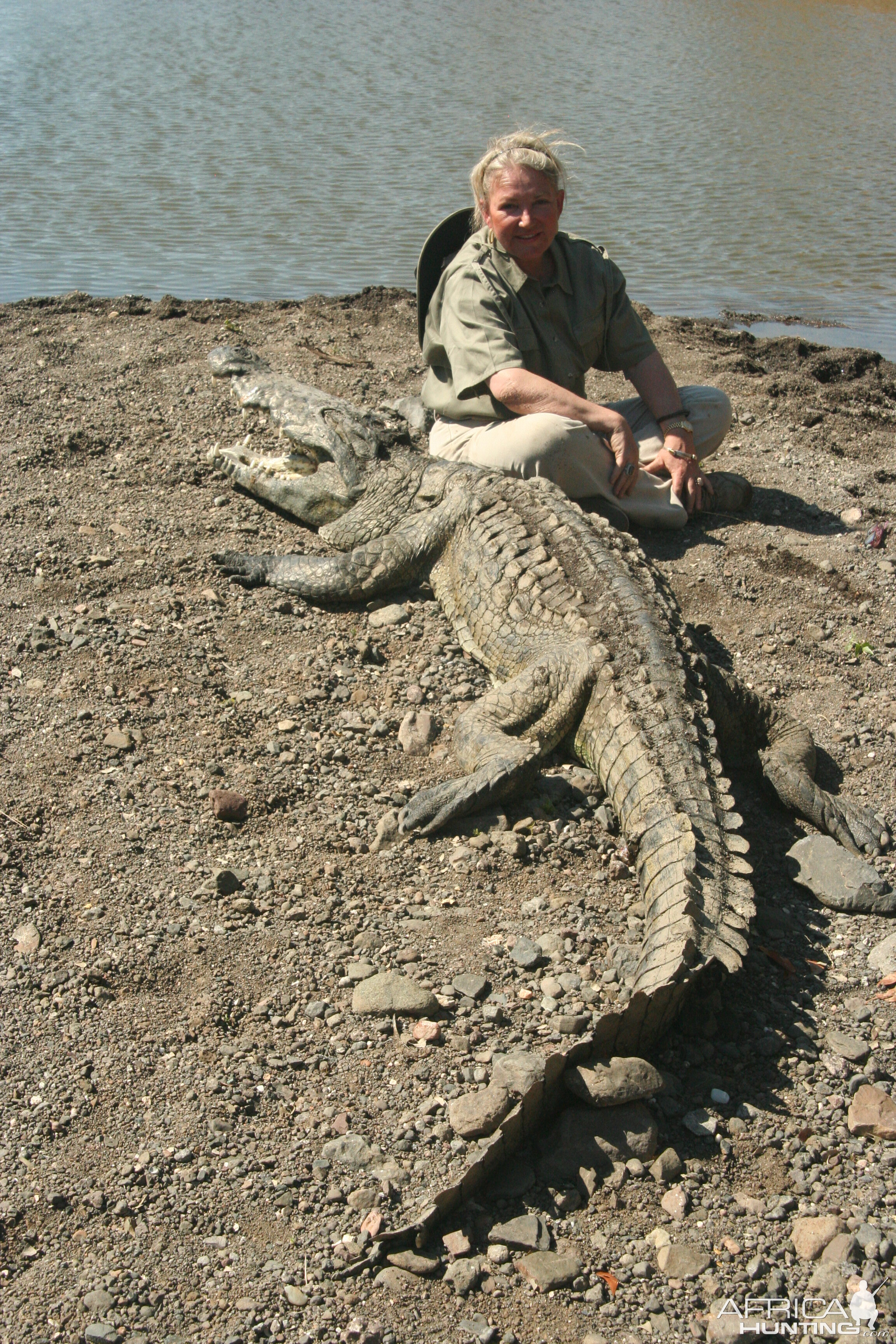 Lady Hunter and old skin and bone Crocodile!