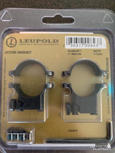 Leupold Ruger rings. 1" medium height matte finish