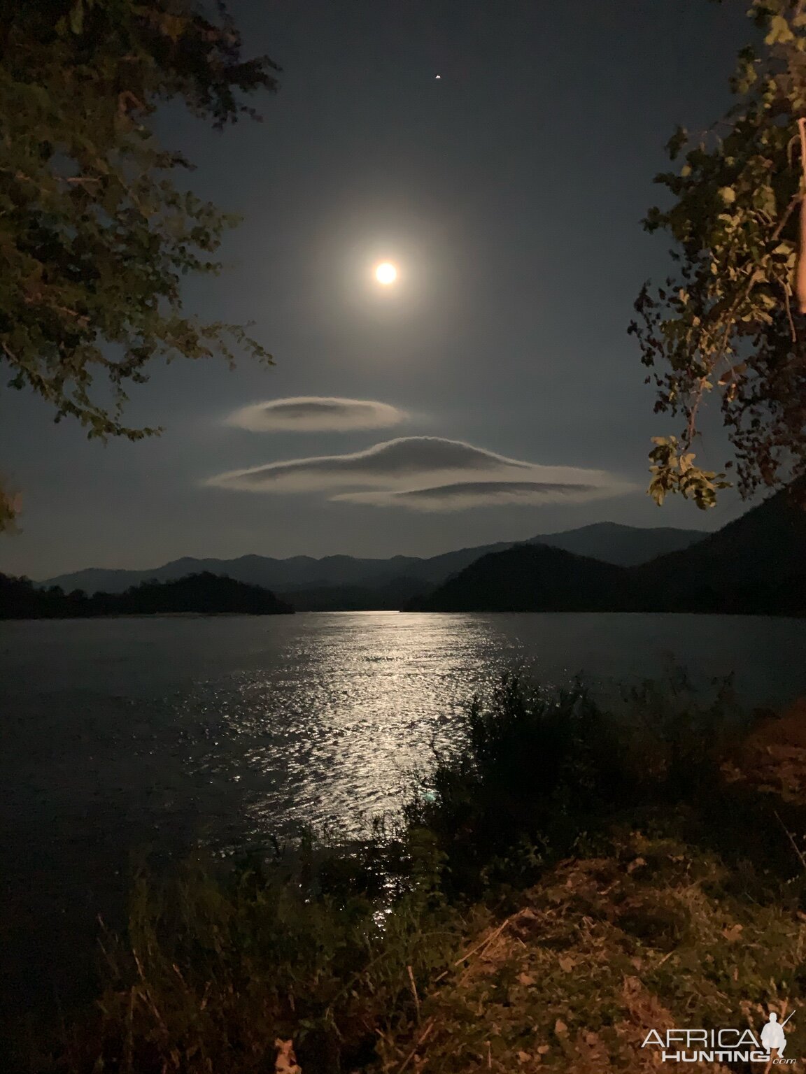 Moonlight over Lake in Zambia