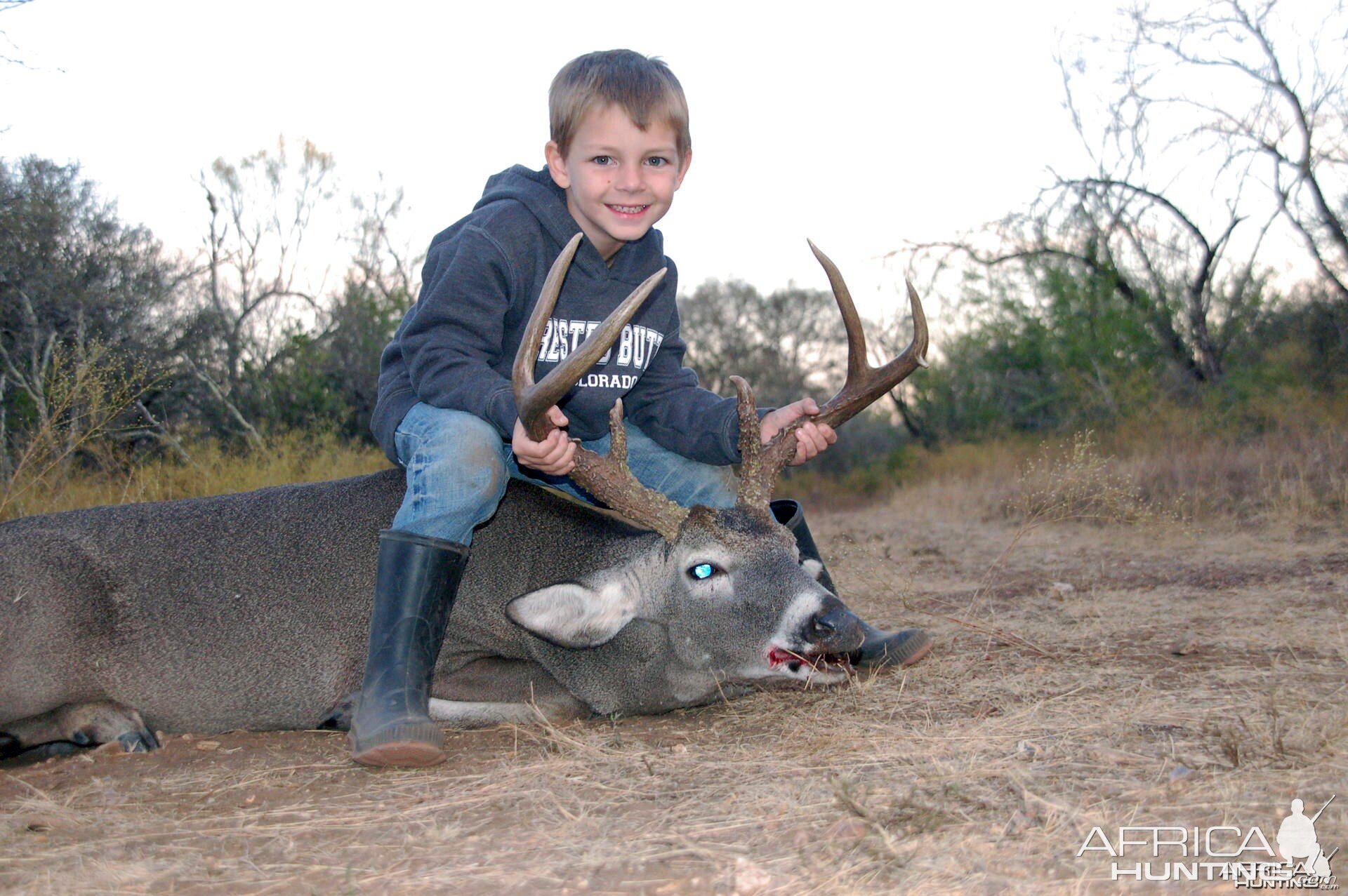 My six year old sons first buck