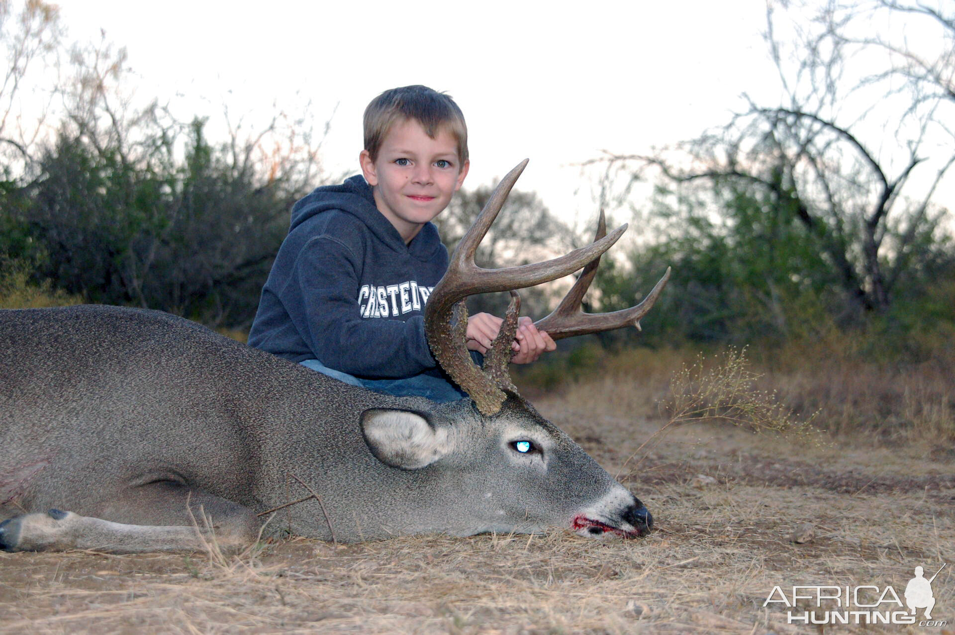 My six year old sons first buck