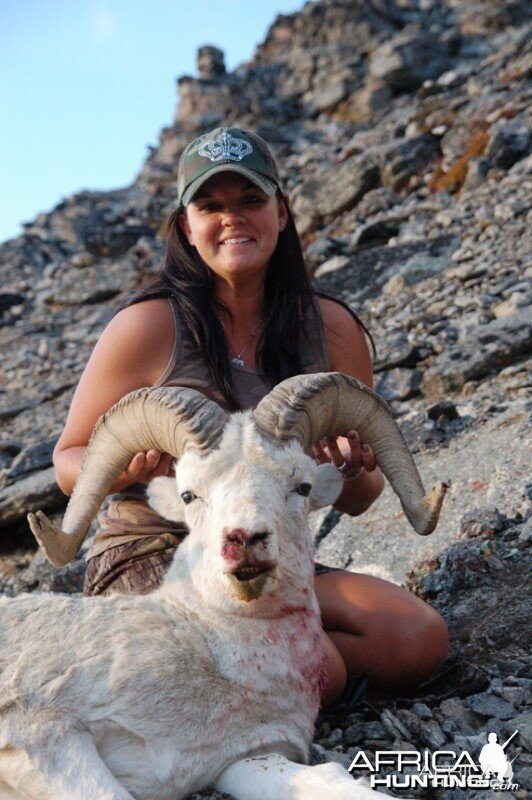 My wife with her Dall Sheep hunted in Alaska