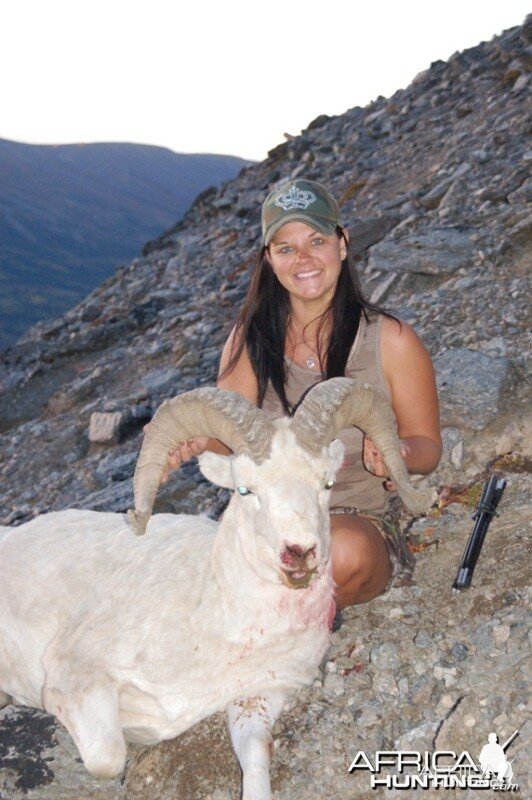 My wife with her Dall Sheep hunted in Alaska