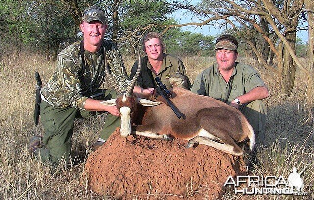 Myself, Hardus, and Russ with my blesbok, South Africa