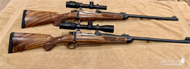 Pair of American Hunting Rifles Custom rifles chambered in 375 H&H and 505 Gibbs