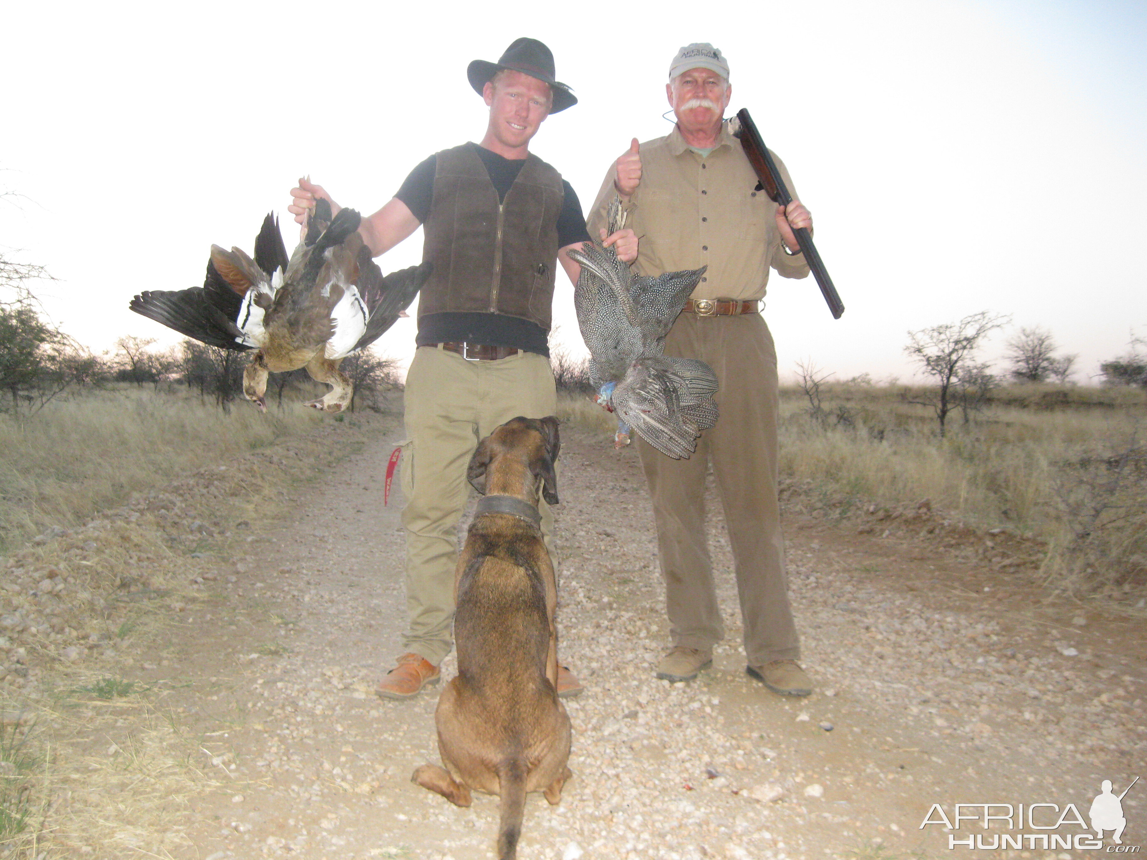 Philip and myself with some of the guinea fowl and Egyptian geese we sacked with our shotguns (Philip's shotguns actually, lol)