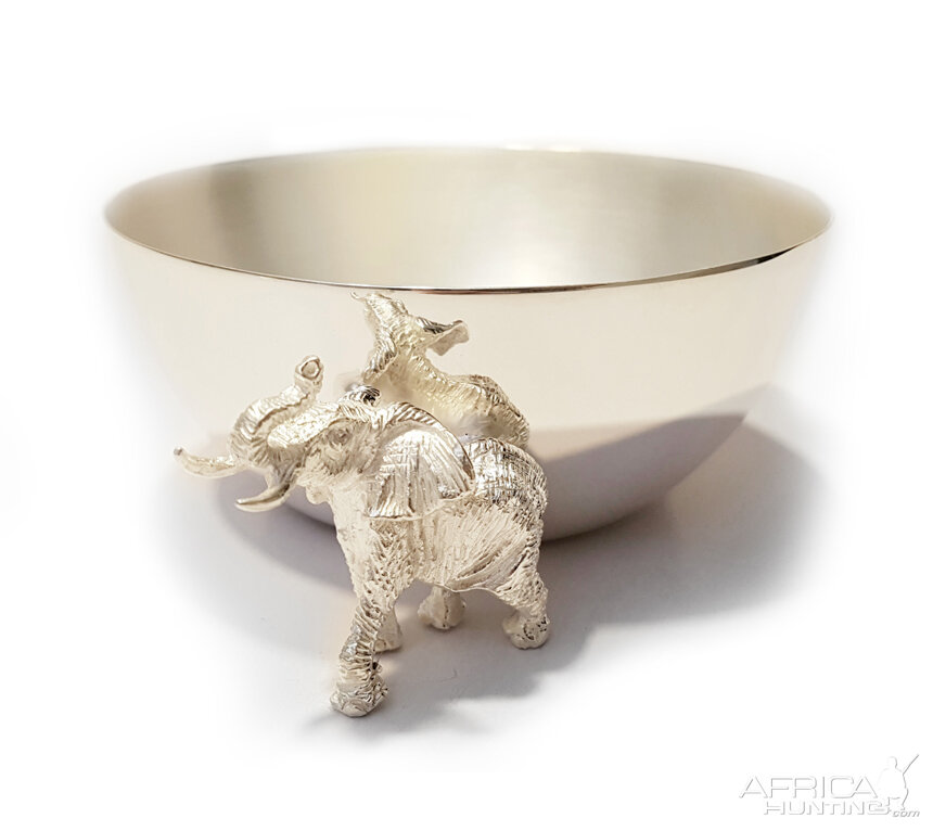 Plated Silver Elephant Snack Bowl from African Sporting Creations